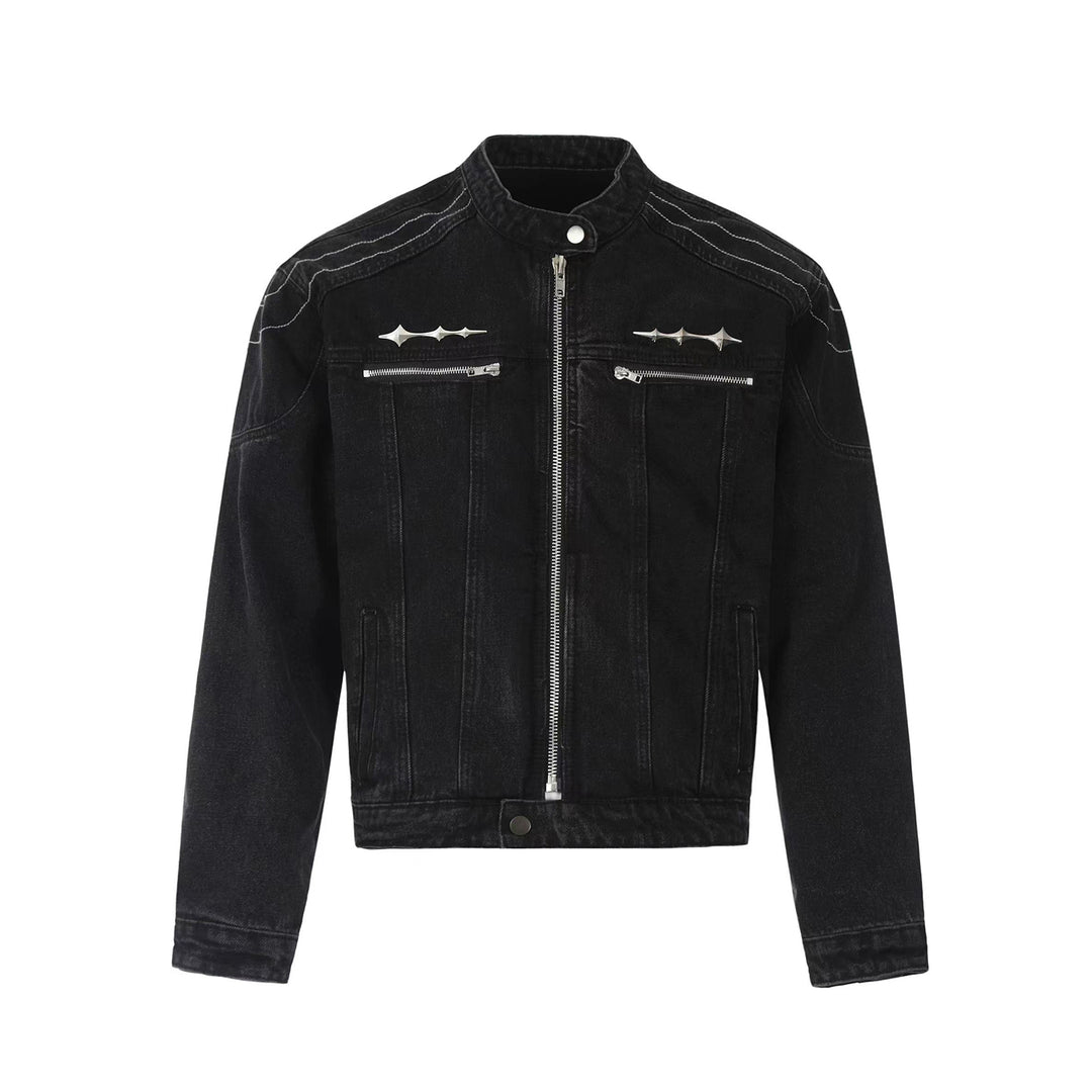 F3F Select Metal Decoration Washed Denim Jacket | Face 3 Face