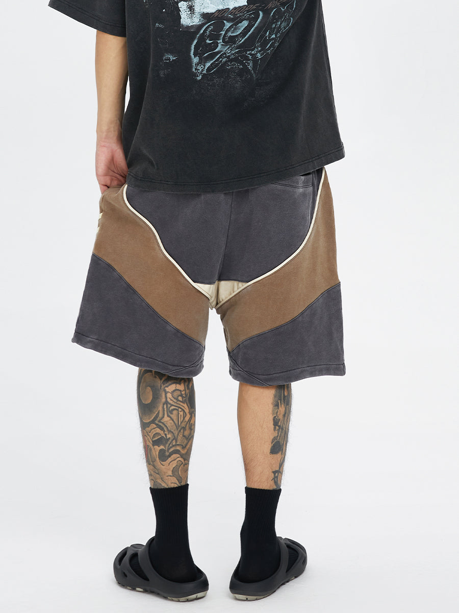 F2CE Distressed Stitching Contrast Sweat Shorts