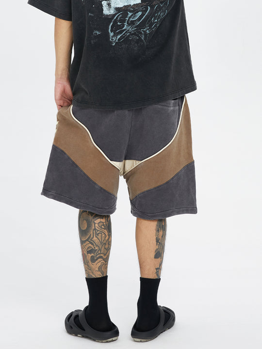 F2CE Distressed Stitching Contrast Sweat Shorts
