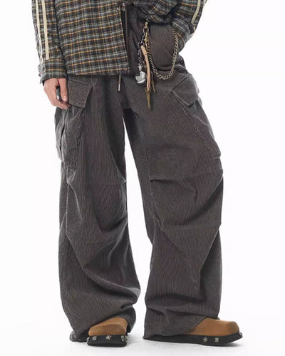 JHYQ Corduroy Pleated Baggy Pants | Face 3 Face