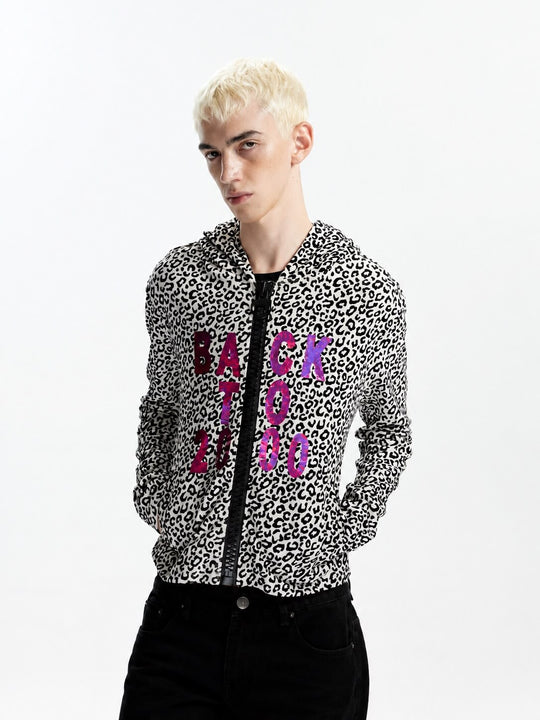 KARMANISTIC Leopard Print Glossy Graphic Zip Up Hoodie | Face 3 Face