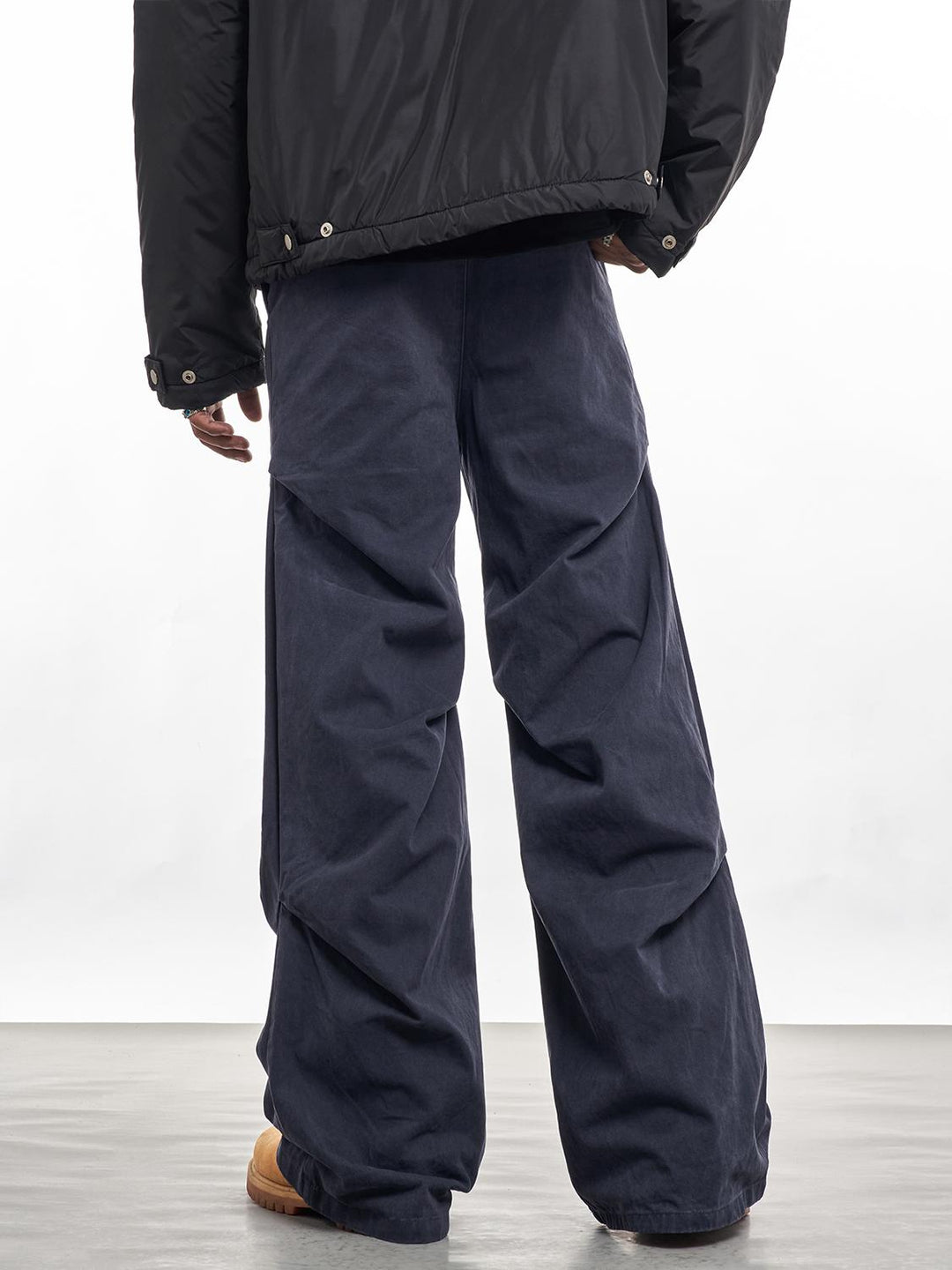F3F Select Navy Blue Pleated Casual Pants | Face 3 Face