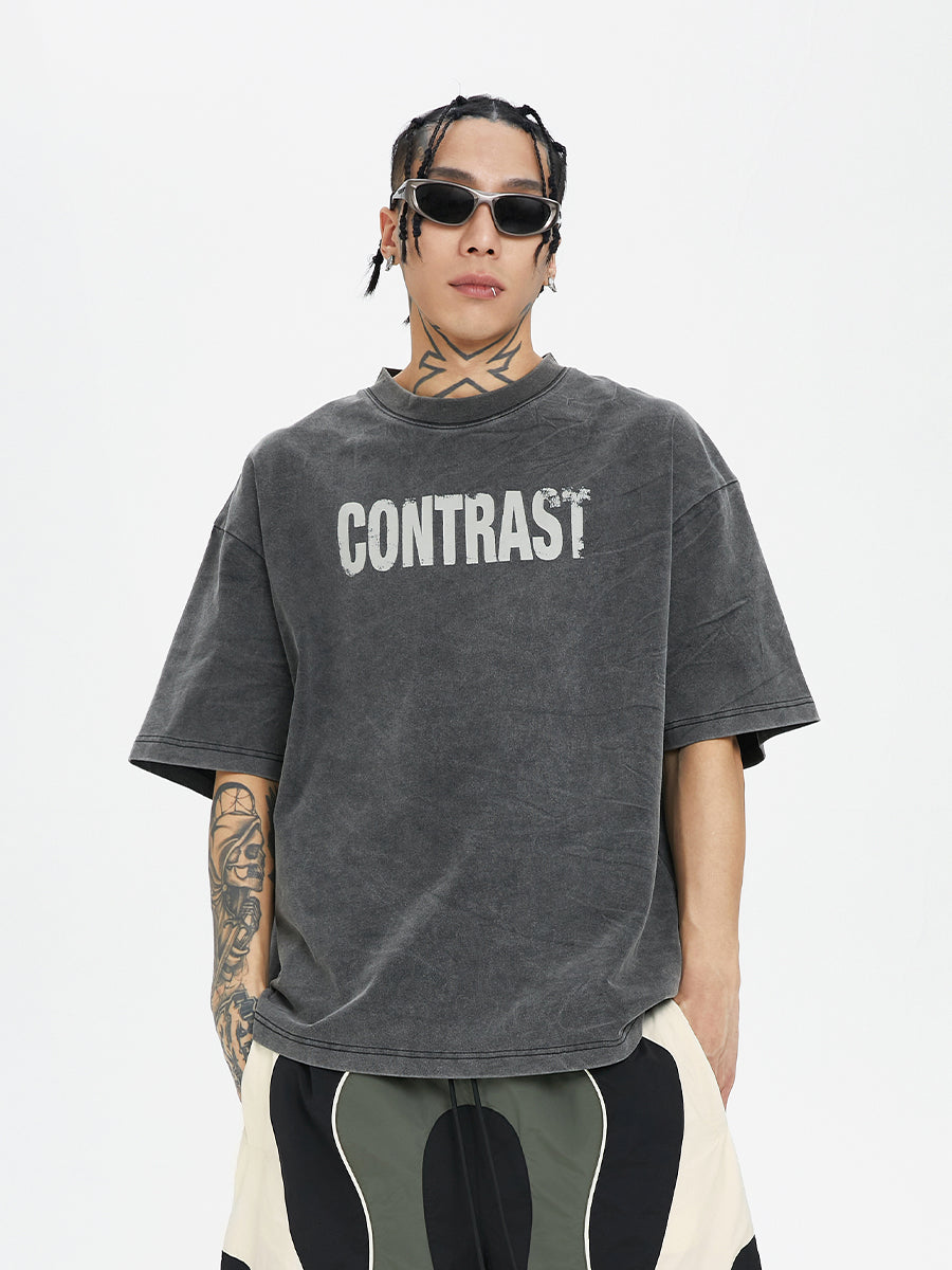 F2CE Basic Slogan Print Vintage Tee