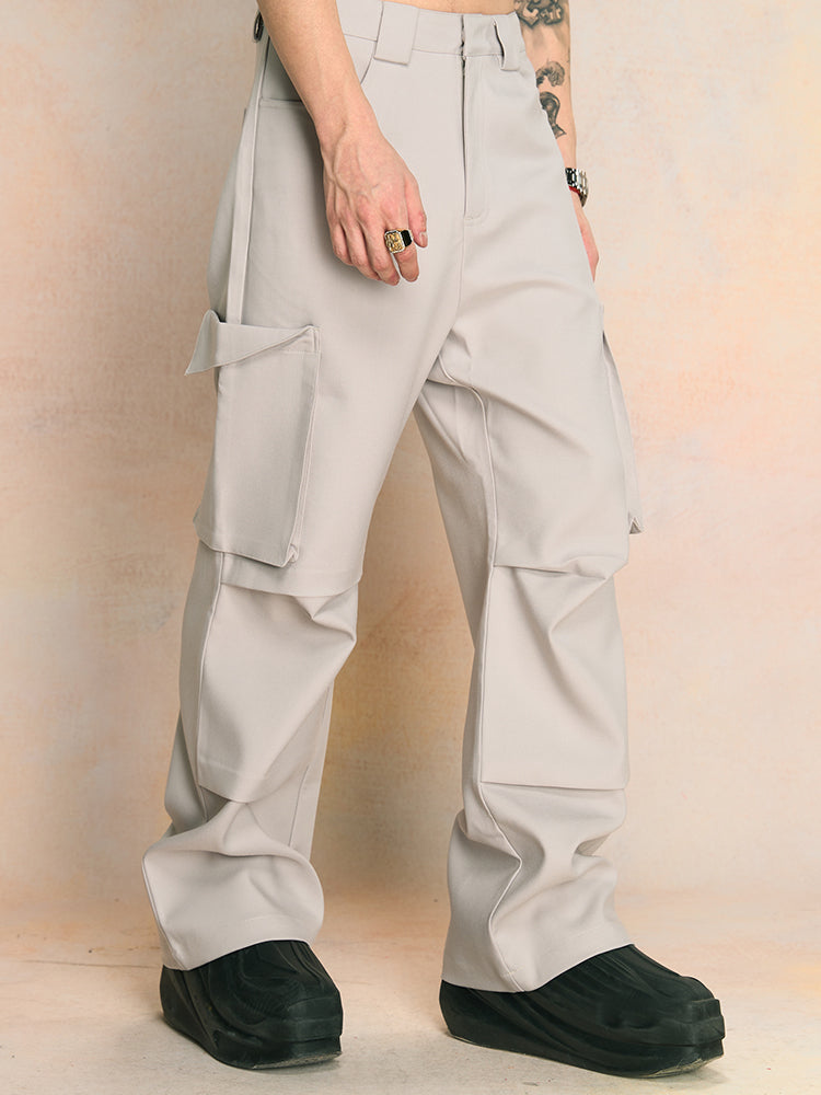 YADcrew Pleated Multi Pocket Cargo Pants