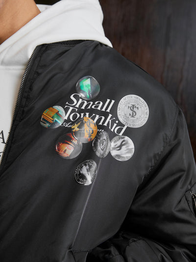 Small Town Kid Badge Logo MA-1 Bomber Jacket | Face 3 Face