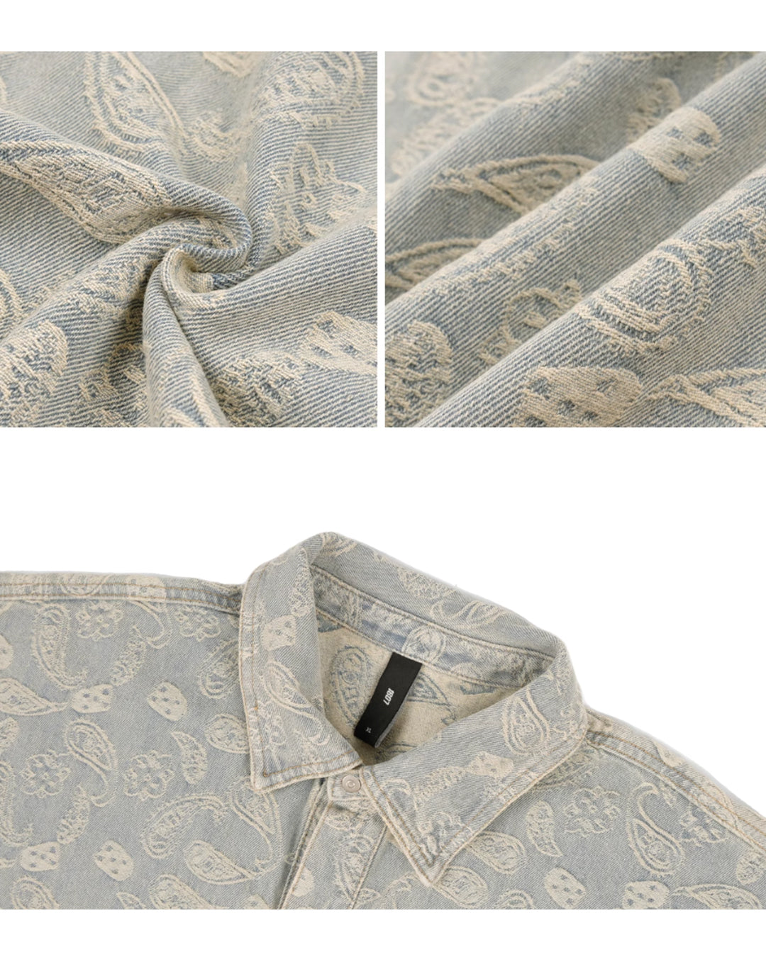 1807 Paisley Washed Denim Short Sleeve Shirt | Face 3 Face