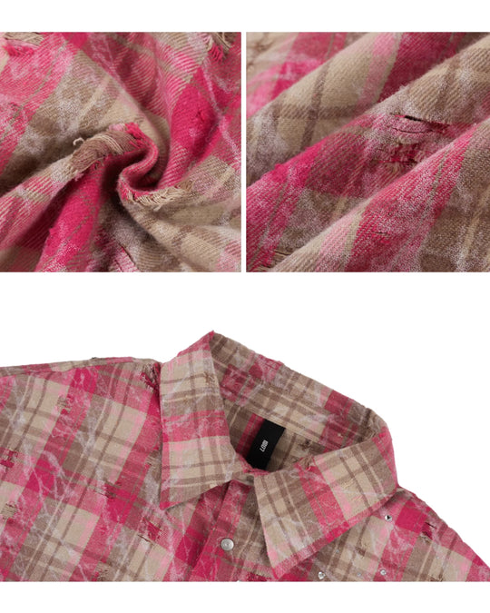 1807 Heart & Rhinestone Plaid Long Sleeve Shirt | Face 3 Face