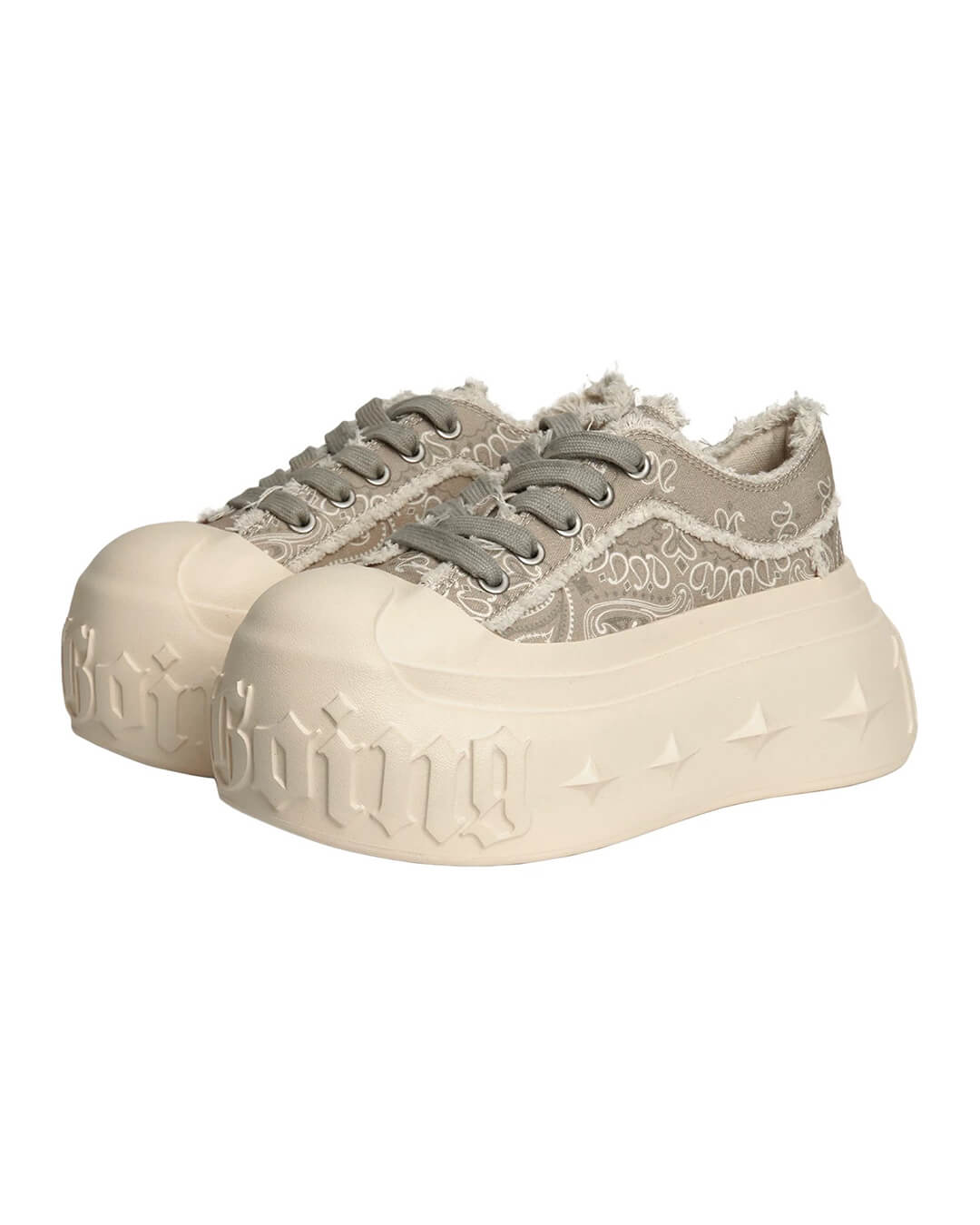 1807 INF-008 Gothic Lace Up Canvas Paisley Chunky Sneakers | Face 3 Face