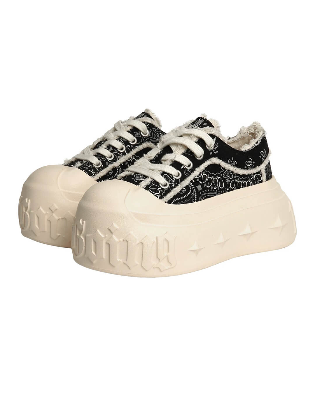 1807 INF-008 Gothic Lace Up Canvas Paisley Chunky Sneakers | Face 3 Face