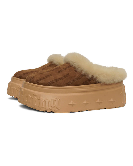 1807 INF-010 Gothic Shearling Chunky Platform Clogs | Face 3 Face
