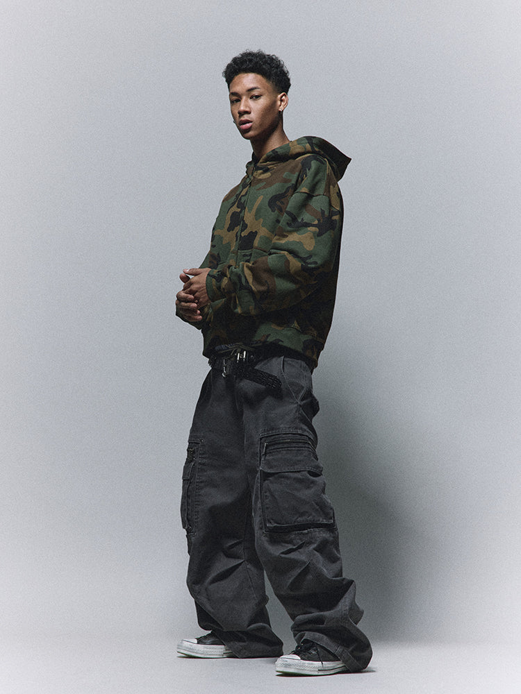 ANTIDOTE Stonewashed Inset Pocket Baggy Cargo Pants | Face 3 Face