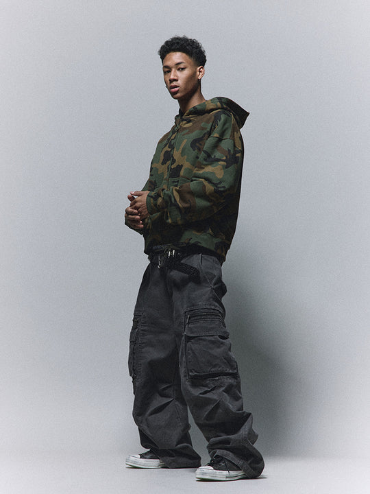 ANTIDOTE Stonewashed Inset Pocket Baggy Cargo Pants | Face 3 Face