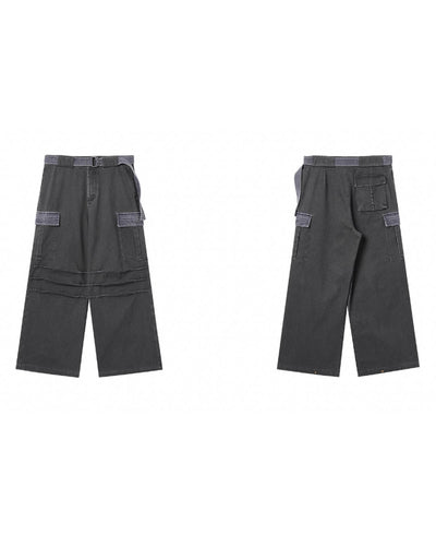 JHYQ Contrast Color Pleated Baggy Cargo Pants | Face 3 Face