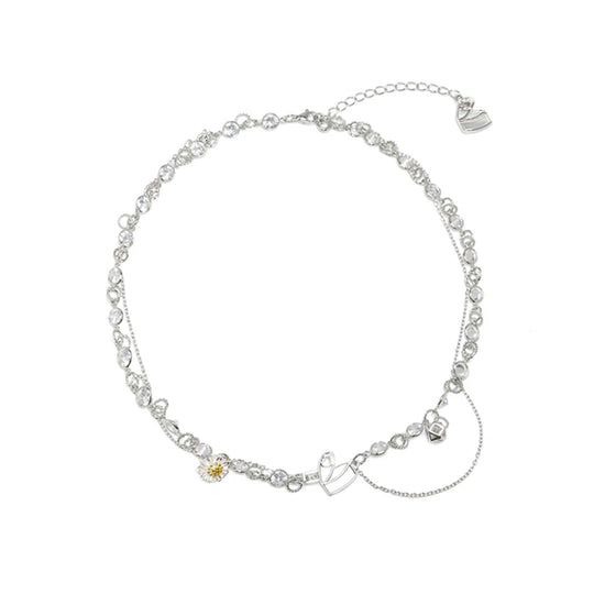 NboStore Zirconia Daisy couple Necklace | Face 3 Face