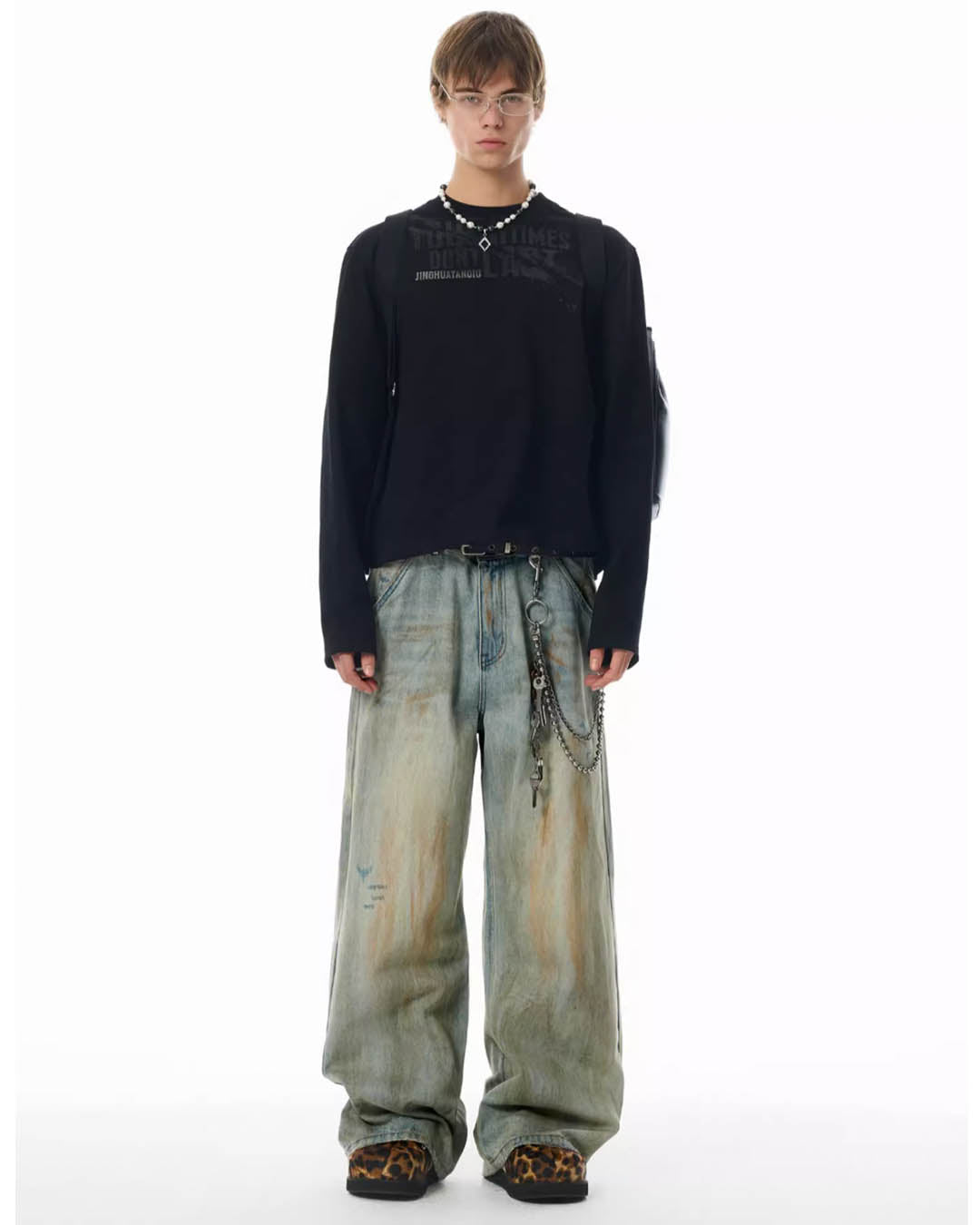 JHYQ Vintage Dirty Dyed Washed Baggy Jeans | Face 3 Face