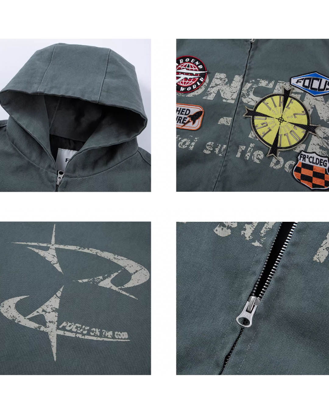 F2CE Canvas Embroidery Printing Hooded Work Jacket | Face 3 Face