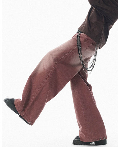 JHYQ Bordeaux Red Wash Baggy Jeans | Face 3 Face