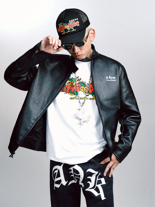 AFGK Night Kids Biker Leather Jacket