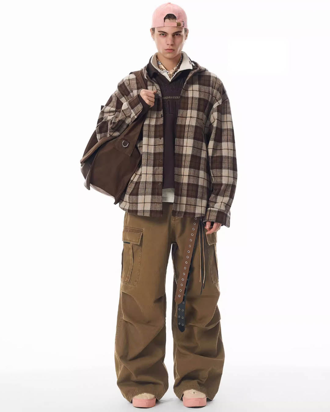 JHYQ Work Plaid Embroidery Hooded Shirt Jacket | Face 3 Face