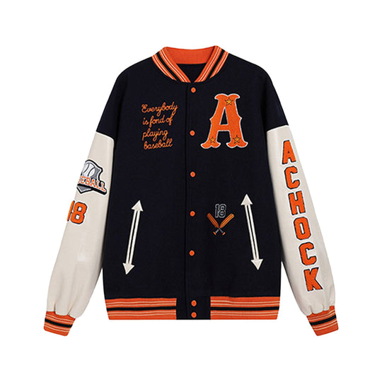 Achock Mountain Sunset Embroidery Baseball Jacket