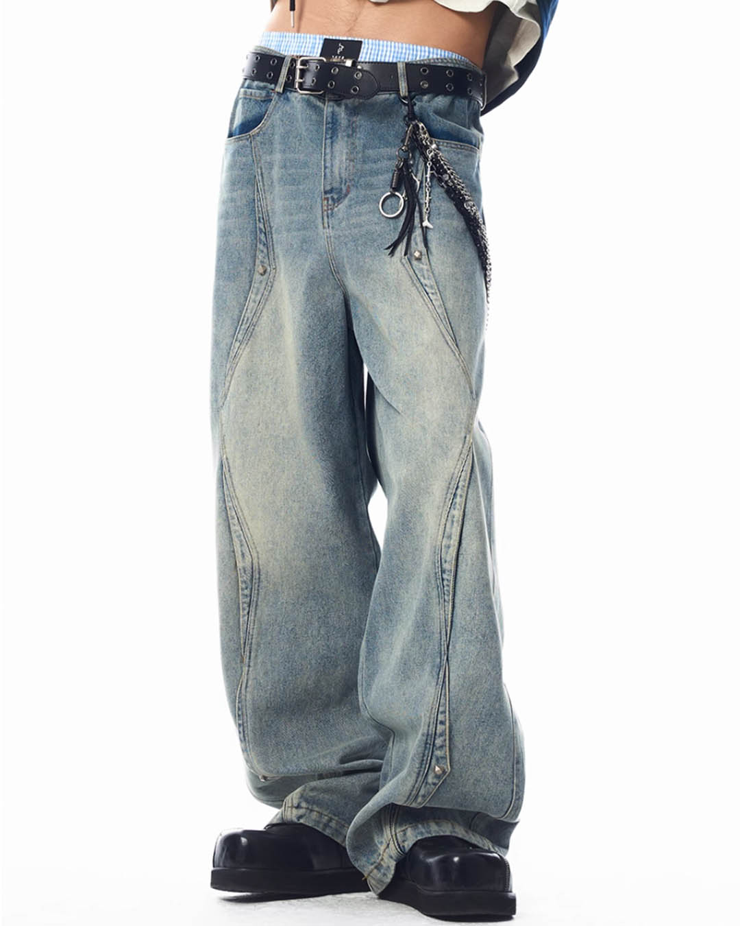 JHYQ Deconstructed Design Rivets Baggy Jeans | Face 3 Face