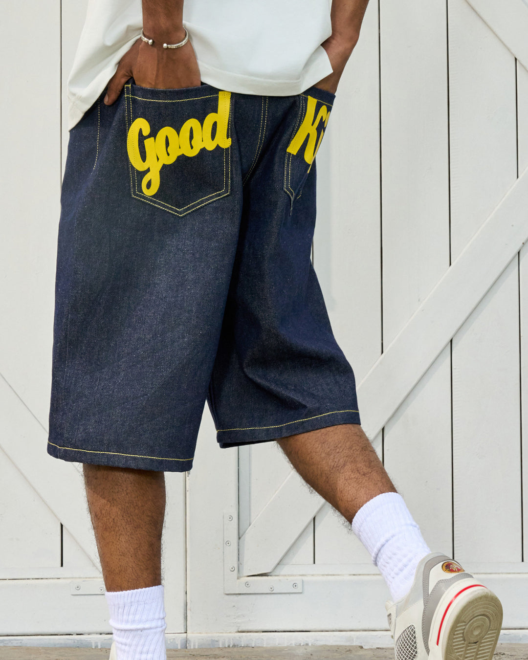 AFGK Color Print & Stitch Denim Shorts / Jorts | Face 3 Face