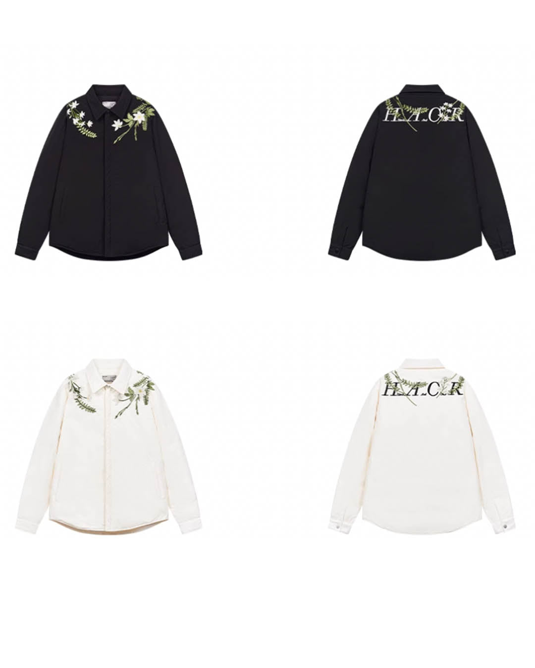 Harsh and Cruel Minimalist Floral Embroidered Down Shirt Jacket | Face 3 Face