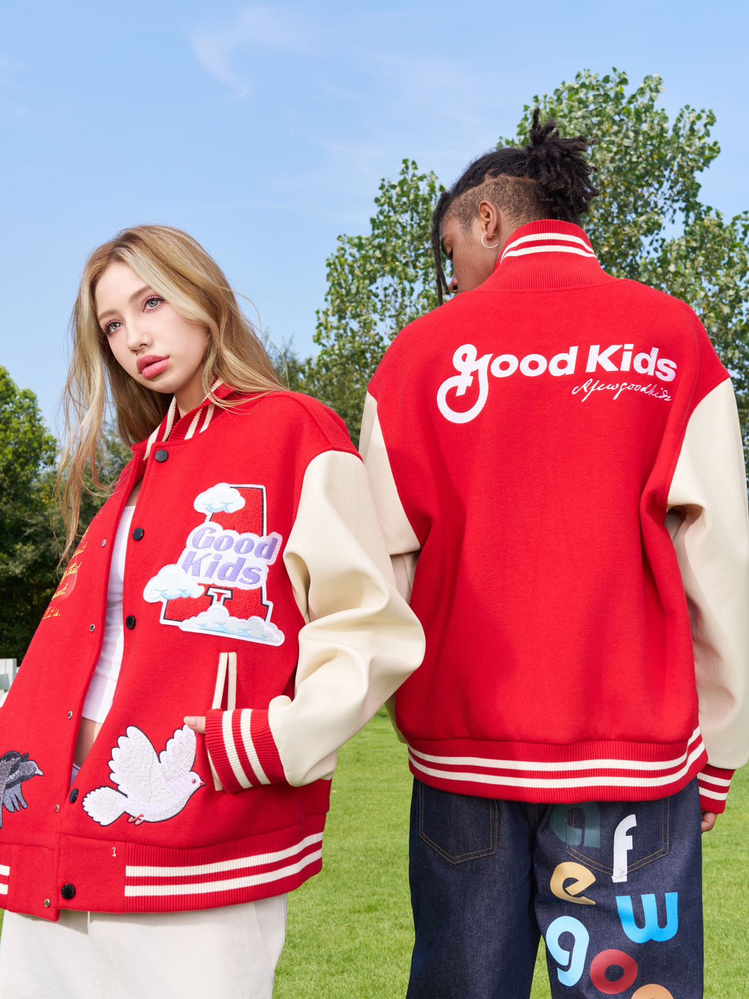 AFGK Flying Bird Embroidered Varsity Jacket | Face 3 Face