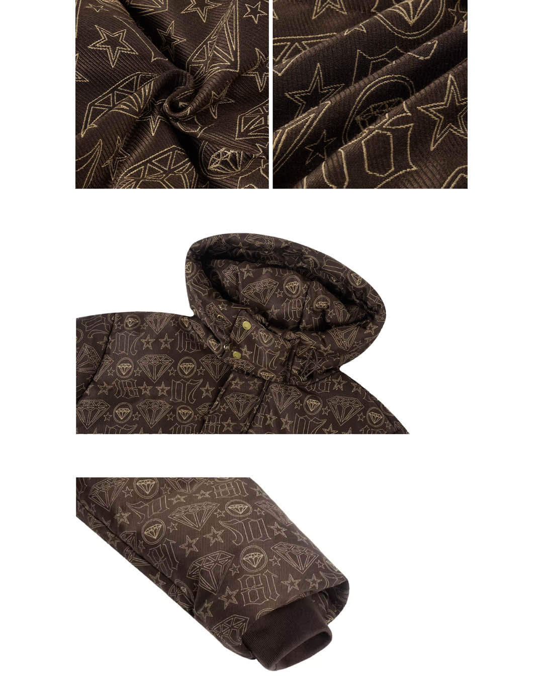 1807 Customized Full Logo Jacquard Down Jacket  | Face 3 Face
