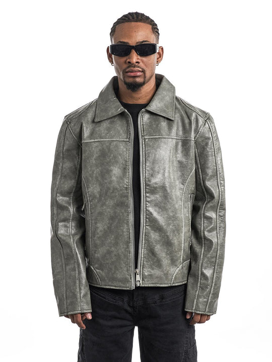F3F Select Washed Leather Motorcycle Jacket | Face 3 Face