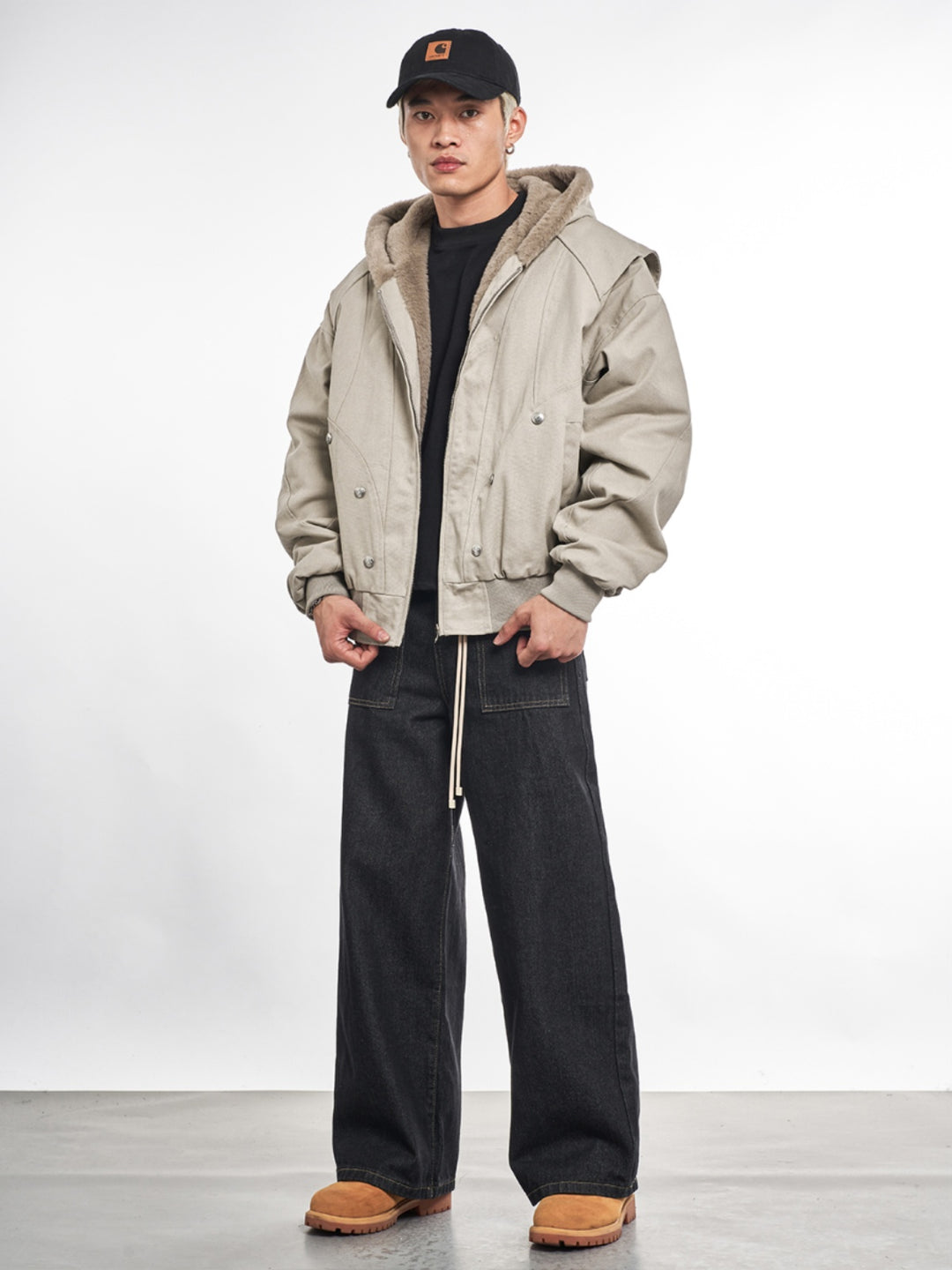 F3F Select Faux Rabbit Fur Lining Hoodie Work Jacket | Face 3 Face