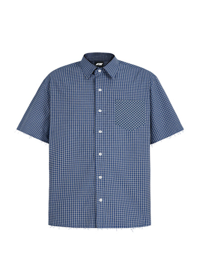 ANTIDOTE Plaid Lettering Print Short Sleeved Shirt | Face 3 Face