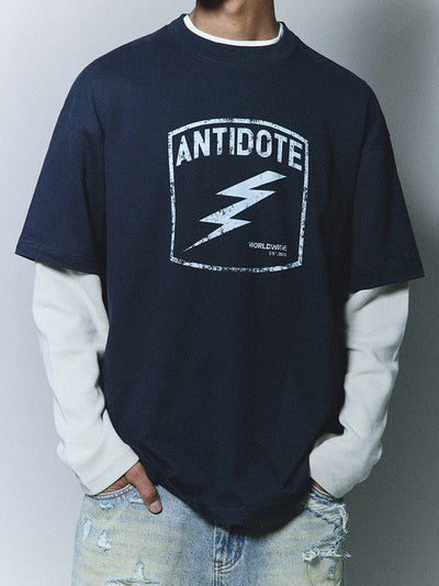 ANTIDOTE Fake Two Piece Waffle Print Long Sleeve Tee | Face 3 Face