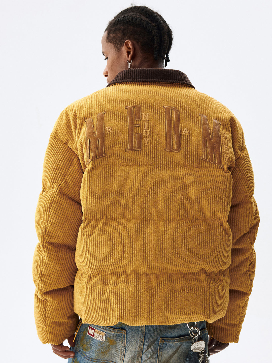 MEDM Corduroy Lapel Color Blocking Down Jacket | Face 3 Face