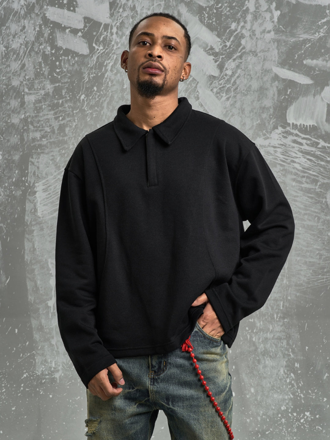 F3F Select Deconstructed Long Sleeve Polo sweatshirt | Face 3 Face