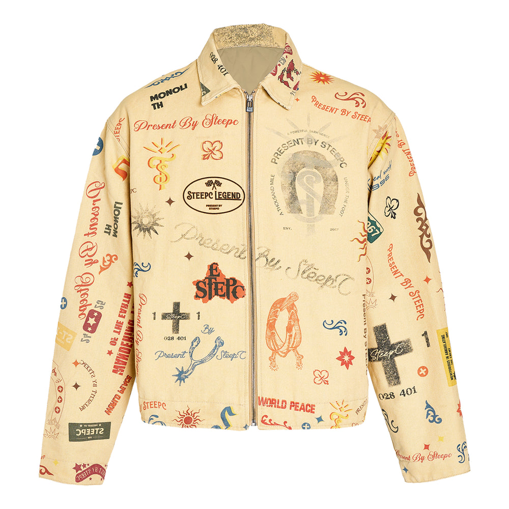 STEEPC Multi Full Print Vintage Work Jacket | Face 3 Face