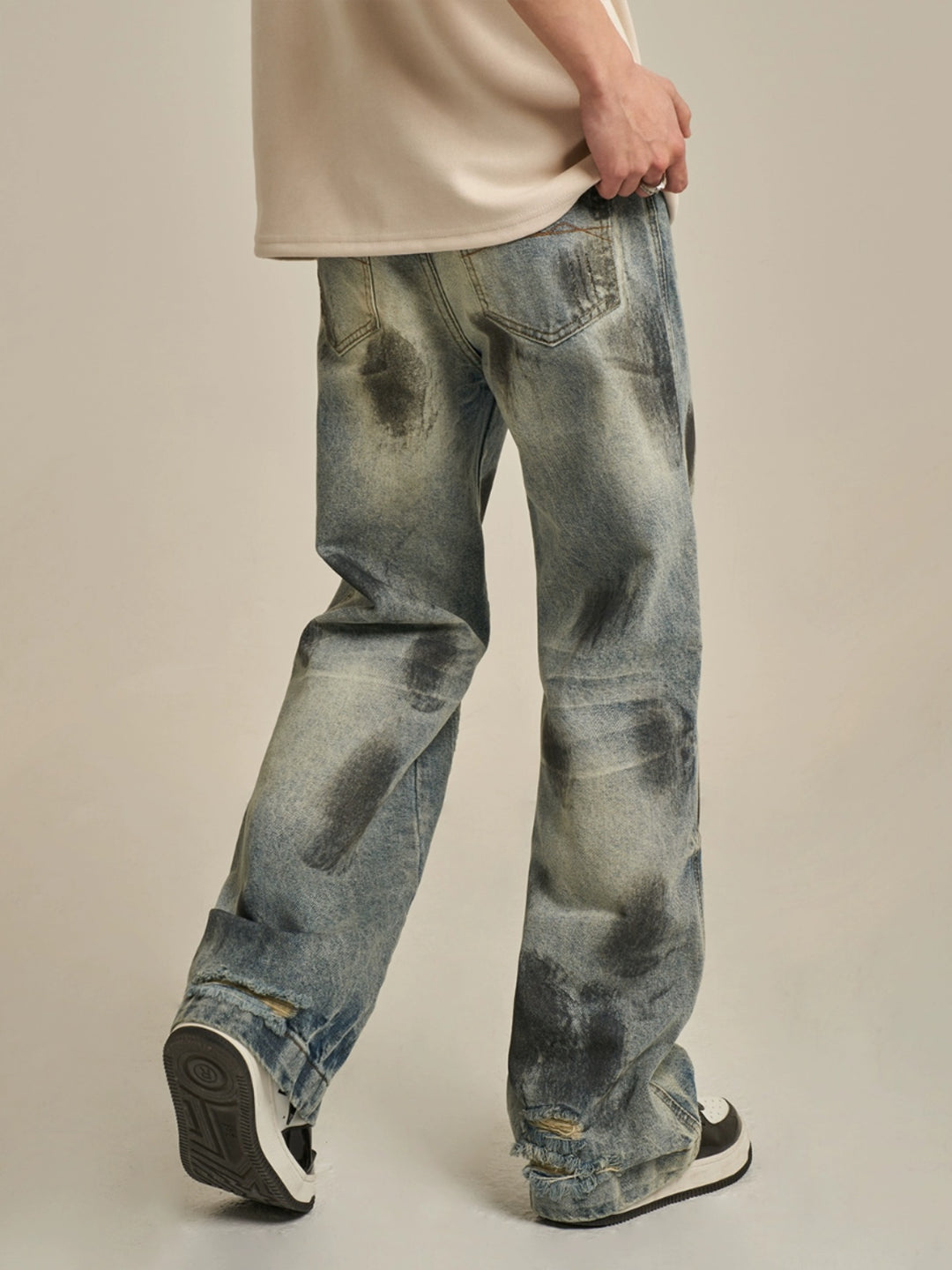 F3F Select Dirty Dye Splashed Ink Heavy Washed Jeans