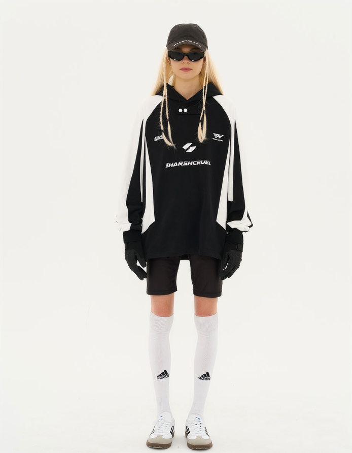 Harsh and Cruel Retro Loose Stitching Logo Hoodie