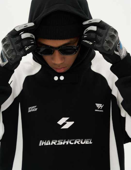 Harsh and Cruel Retro Loose Stitching Logo Hoodie