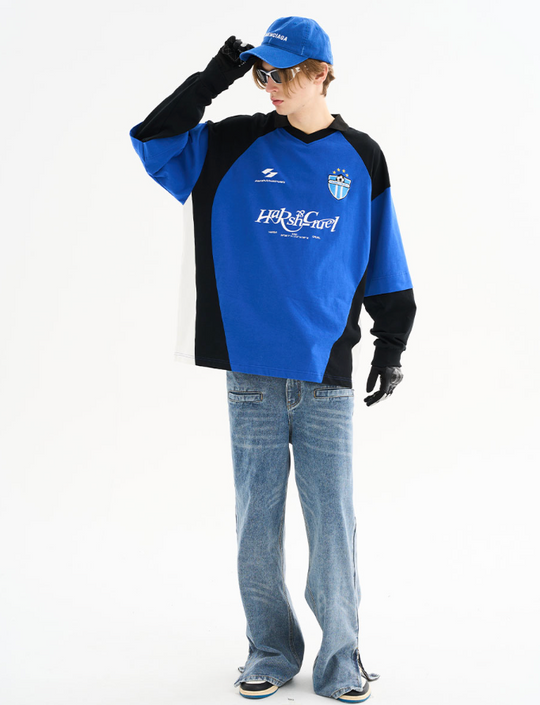 Harsh and Cruel Retro Stitching Two Pieces L/S Jersey