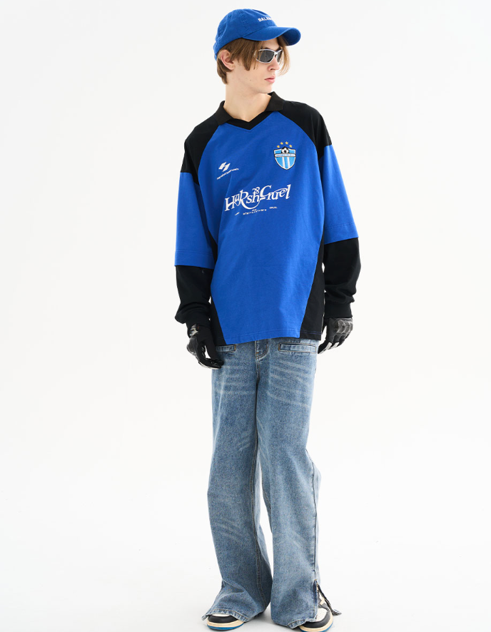 Harsh and Cruel Retro Stitching Two Pieces L/S Jersey