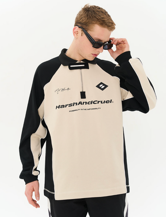 Harsh and Cruel Retro Zipper Polo Shirt