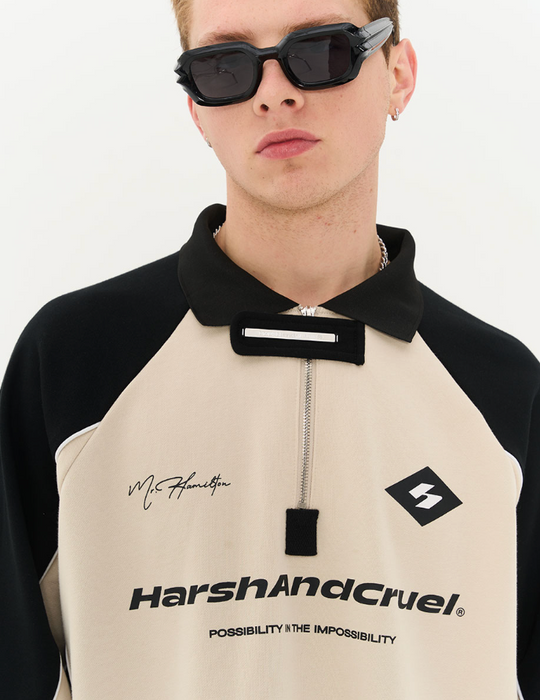 Harsh and Cruel Retro Zipper Polo Shirt