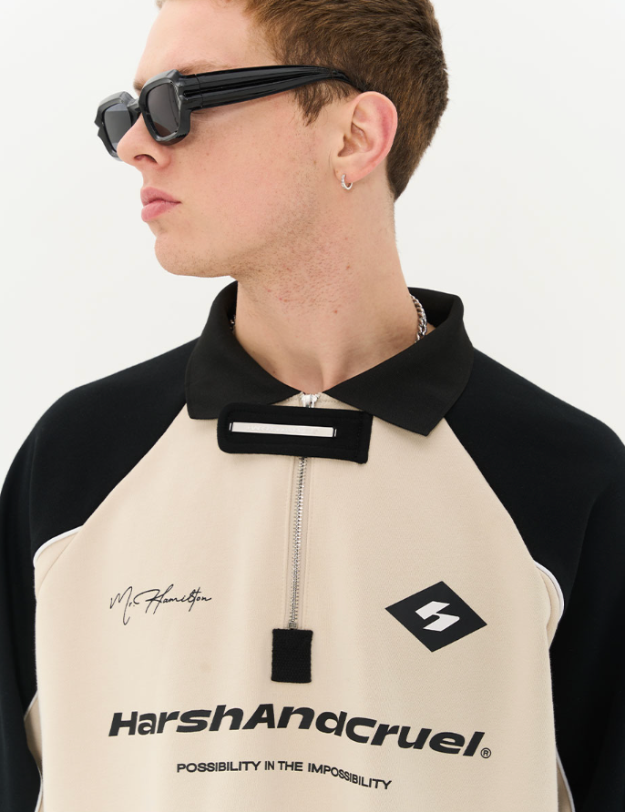 Harsh and Cruel Retro Zipper Polo Shirt