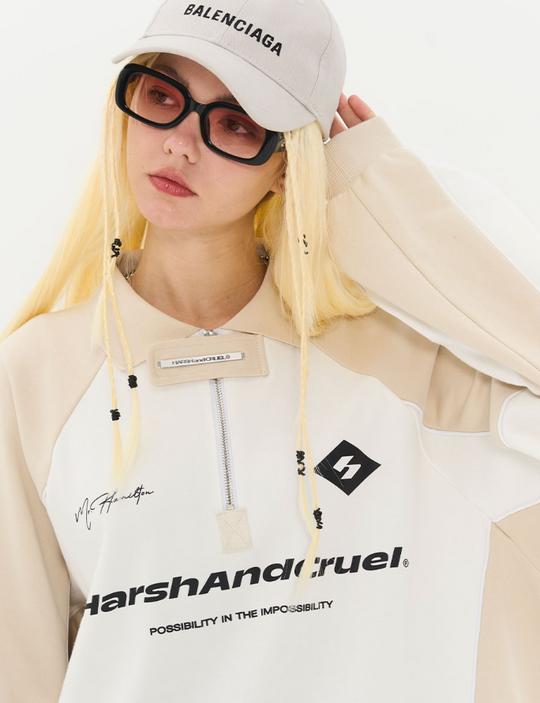 Harsh and Cruel Retro Zipper Polo Shirt