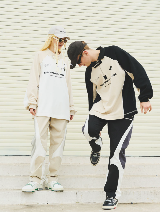 Harsh and Cruel Zipper Pockets Splicing Loose Trousers