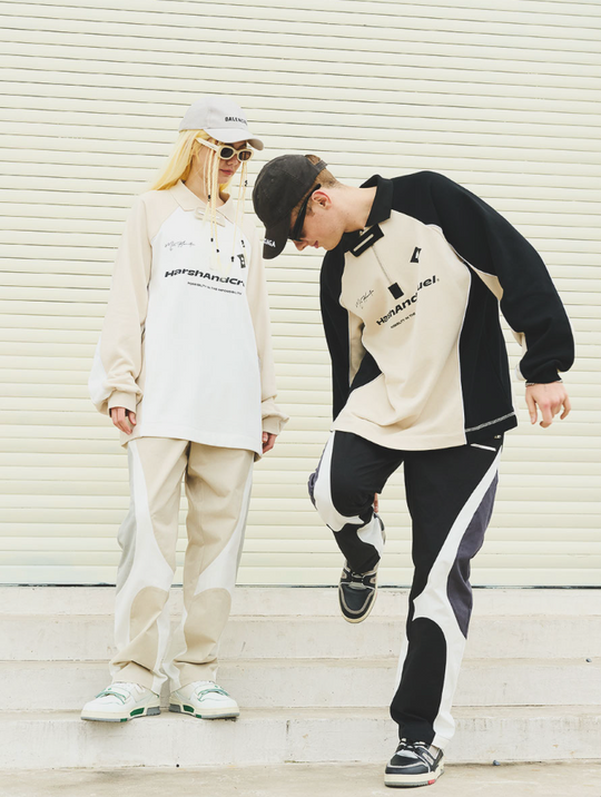 Harsh and Cruel Zipper Pockets Splicing Loose Trousers