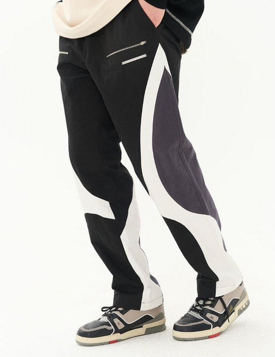 Harsh and Cruel Zipper Pockets Splicing Loose Trousers