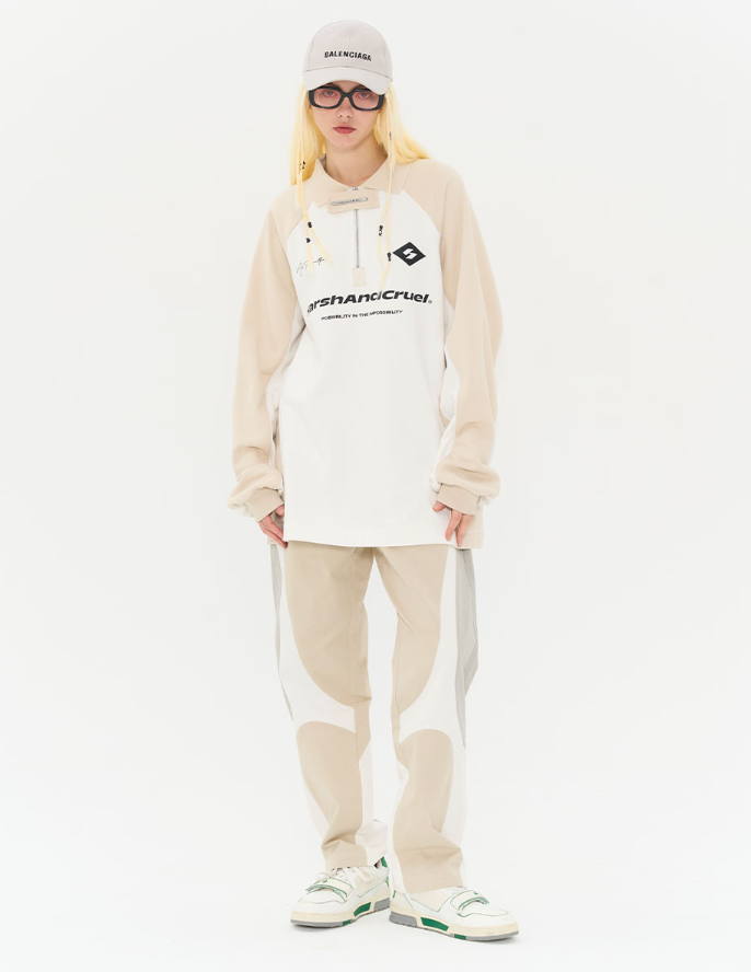 Harsh and Cruel Zipper Pockets Splicing Loose Trousers