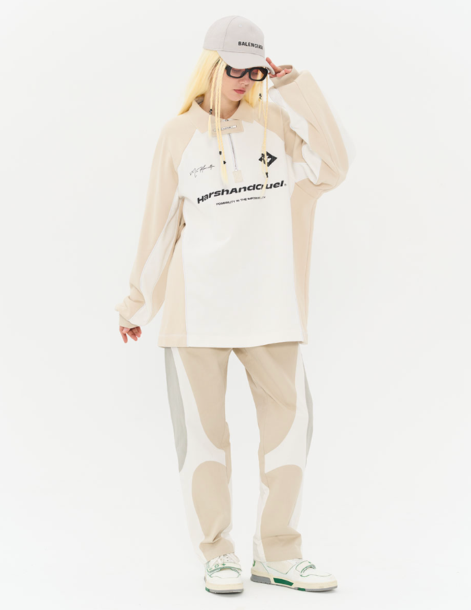 Harsh and Cruel Zipper Pockets Splicing Loose Trousers